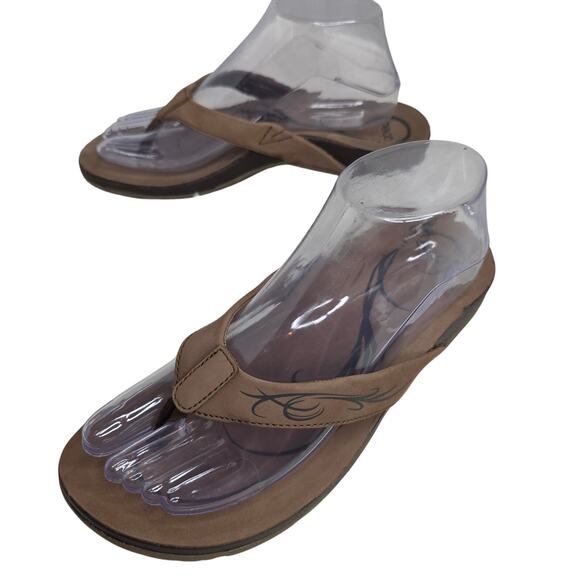 Abeo Brown Sz8 La Jolla Flip-flops Leather. Arch support. Comfy. Beach. Coastal - Picture 1 of 12